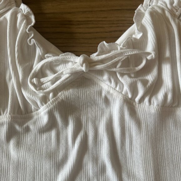 Wild Fable White Knit Bodysuit w/Ruffle Detailing - Picture 6 of 7
